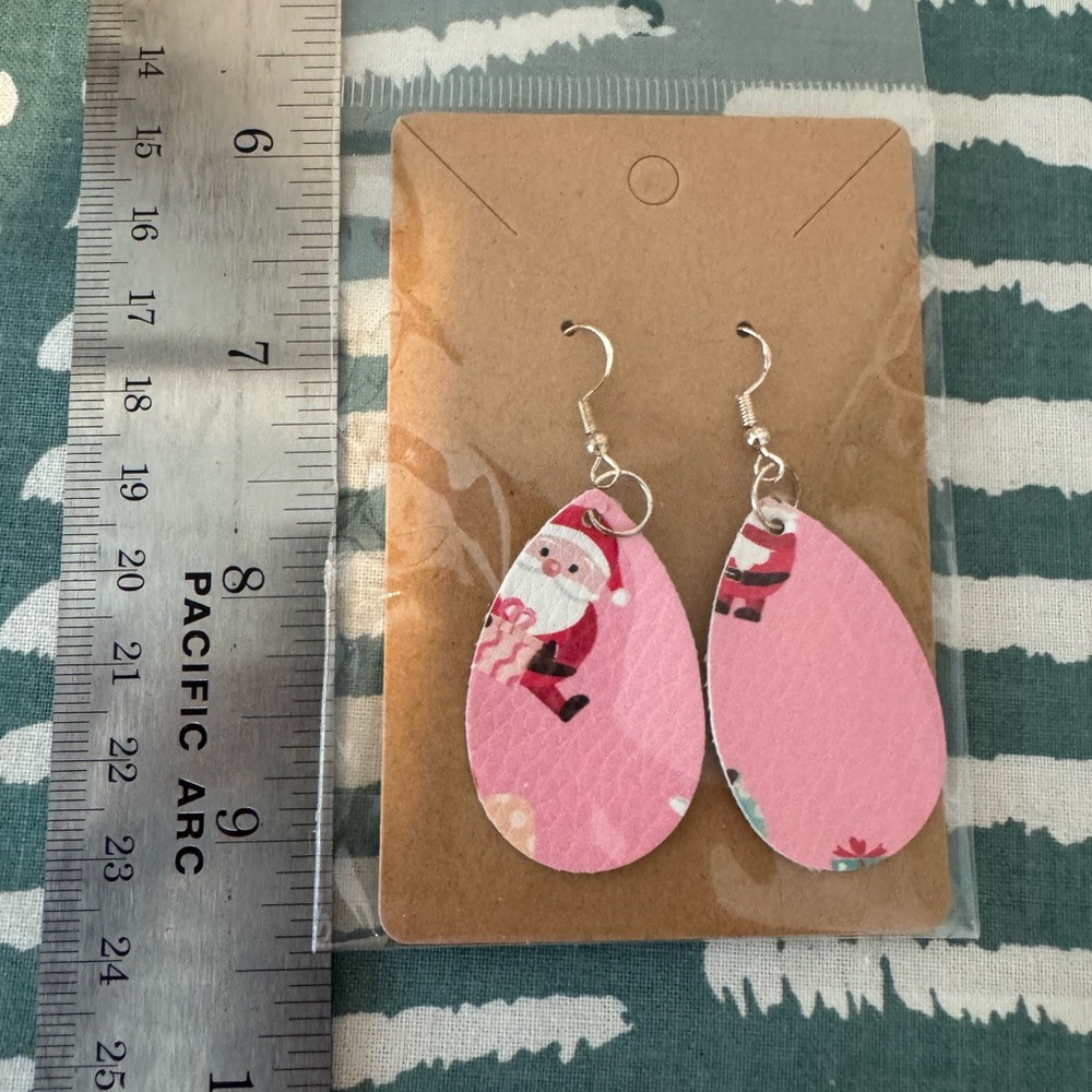 Pink Santa Teardrop Earrings